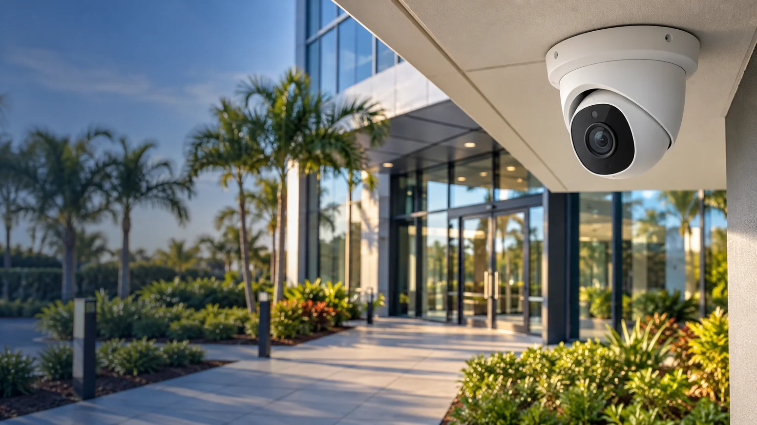 Commercial property protected by a dome surveillance camera